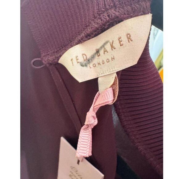 Ted Baker London Satin Crewneck Blouse, Burgundy, Womens Size 0 - Picture 6 of 6
